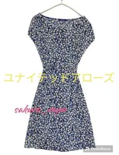 ❤︎ ユナイテッドアローズ ❤︎ノースリーブワンピース❤︎小さなお花❤︎ブルー❤︎