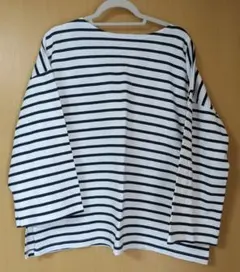 美品☆LEPSIM 長袖ボートネックボーダー Tシャツ 　ホワイト/ブラック