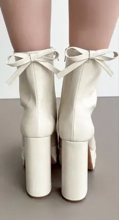 RESEXXY バックリボン厚底ブーツ ホワイト L