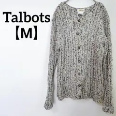 レア✨Talbots 【М】 ホワイト ブラック リブ編み カーディガン