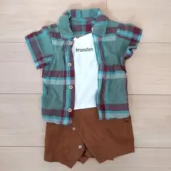 branshes チェック柄ロンパース 70