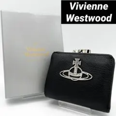 【美品✨】 ヴィヴィアン 二つ折り財布 デカオーブ シボ革 ブラック 黒