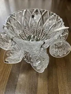 【昭和】カガミクリスタル パンチボウル フルーツポンチ等に フルーツポンチセット 冷やし素麺セット カガミクリスタル 昭和