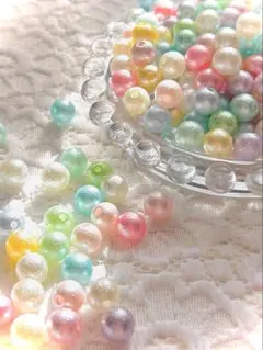 【約200個】コットンパール風アクリルビーズ パステルミックス 約8ミリ 素材