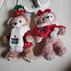 ダッフィー　シェリーメイ　ぬいぐるみバッジ　クリスマス