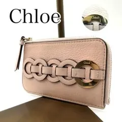 極美品　Chloe フラグメントケース ピンク　レザー　GD金具　L字ファスナー