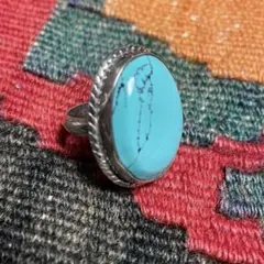 特大ターコイズ シルバーリング インディアンジュエリー STERLING