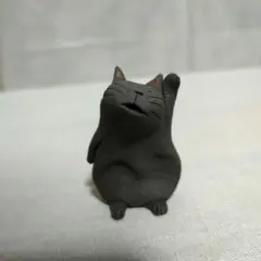 招き猫　黒猫　陶器置物