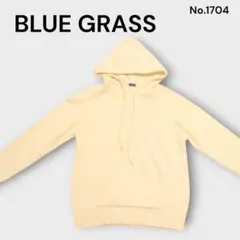 BLUE GRASS フード付き ニット パーカー クリーム色 ウール100%