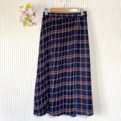 美品★ 【エニィシス】 チェック柄 プリーツスカート (M) ゴールド金具
