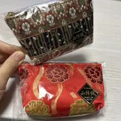 花柄西陣織ポーチ 赤と金のセット
