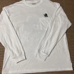 ホワイト 長袖カットソー ポケット付き