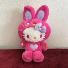 ハローキティ カラフルバニー ぬいぐるみ キーホルダー マゼンタ ピンク