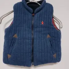 ファミリア ベスト ダウン 80cm ネイビー 赤 リバーシブル 男の子 女の子