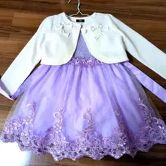 ラベンダー フラワー刺繍ドレス