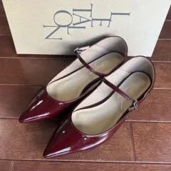 LETALON ポインテッドワンストラップフラット シューズ ワイン