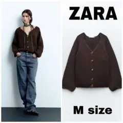 ZARA　オーバーサイズニットカーディガン　Mサイズ　ブラウン