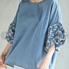 rps デニム チュニック 刺繍袖　トップスのサムネイル