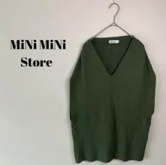 MiNi MiNi storeオリーブグリーン Vネック ニットベスト
