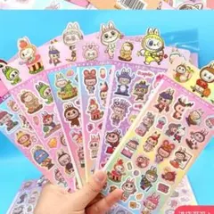 大人気可愛いLabubu ラブブホログラムステッカーキラキラ 8枚セット