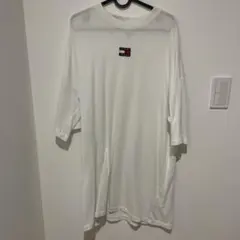 TOMMY JEANS ホワイト 半袖オーバーティシャツワンピース S