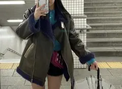 MURUA ムートンコート パイソン柄　ロング