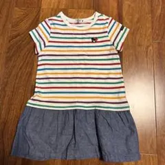 美品 難あり100㎝ ミキハウス ワンピース ボーダー ダブルB B子ちゃんのサムネイル