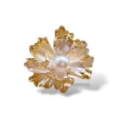 ブローチ　上品な花　コサージュ風　大粒パール　ハレの日　母の日　簡易ラッピング付