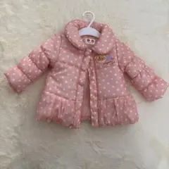 ピンクの水玉フリルダウンコート
