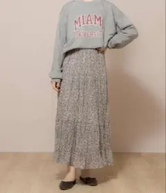 flower シックワッシャースカート　フリーサイズ　プリーツスカート　フラワーのサムネイル