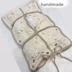 ティッシュカバー お花モチーフ　コットン100% ベージュ　アイボリー