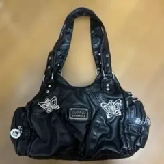 黒の蝶刺繍ショルダーバッグ