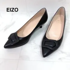 未使用級 EIZO 23cm 変形バックル ポインテッドパンプス 日本製 本革のサムネイル