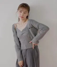 カシュクールレースキャミコンパクトカーディガンセット