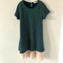 シューラルー 【Ｍ】 ワンピース ボーダー柄 レイヤード パイル生地 ワールド