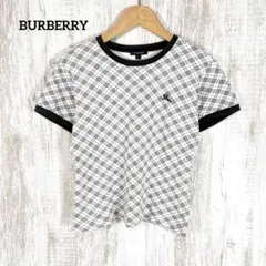 バーバリーロンドン ホースロゴ刺繍 ノバチェック カットソー リンガーTシャツ