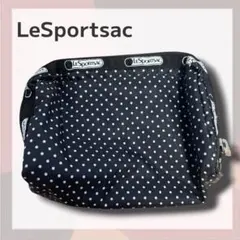 未使用 LeSportsac レスポートサック ポーチ ドット 水玉 ブラック