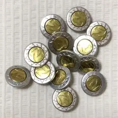 ボタン　金属(ゴールド色×シルバー色)