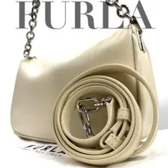 【美品】フルラ　2way ショルダーバッグ　チェーントート　レザー　斜め掛け
