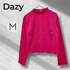 Dazy 長袖　ハイネック　テレコトップス　シフォンブラウス　ピンク　M