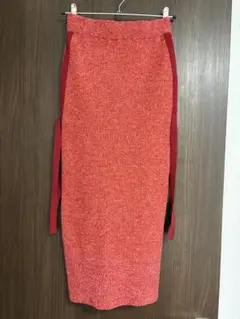 SLY サイドリボンニットスカート　レッド