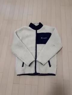 Champion フリースジャケット LARGE アイボリー/ネイビー