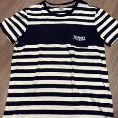 TOMMY JEANS ボーダー ポケットTシャツ ネイビー Lのサムネイル