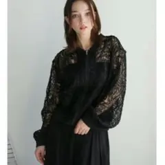 1回着用　レース アウター カーディガン ブルゾン　シアーレースブルゾンのサムネイル