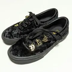 【美品訳アリ】VANS ERA ブラック ベロア ゴールドチャーム 22.0cm