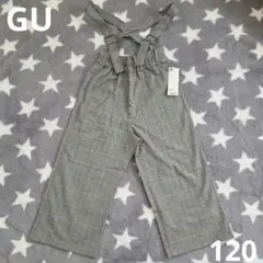 GU ガールズ サスペンダー付きワイドパンツ チェック 120のサムネイル