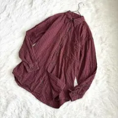 美品】マドモアゼルノンノン 赤チェック コットン半袖シャツ 洗える