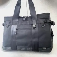 極美品 希少横長サイズ✨ ポーター ヒート トートバッグ 肩掛け 大容量 黒
