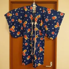 浴衣 女の子 120 青色 ピンク帯 (浴衣&帯セット)