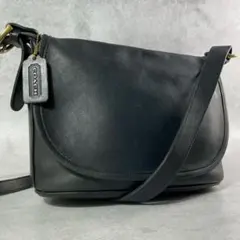✨美品✨オールドコーチ　フレッチャーバッグ　フラップ　グラブタンレザー　ブラック
